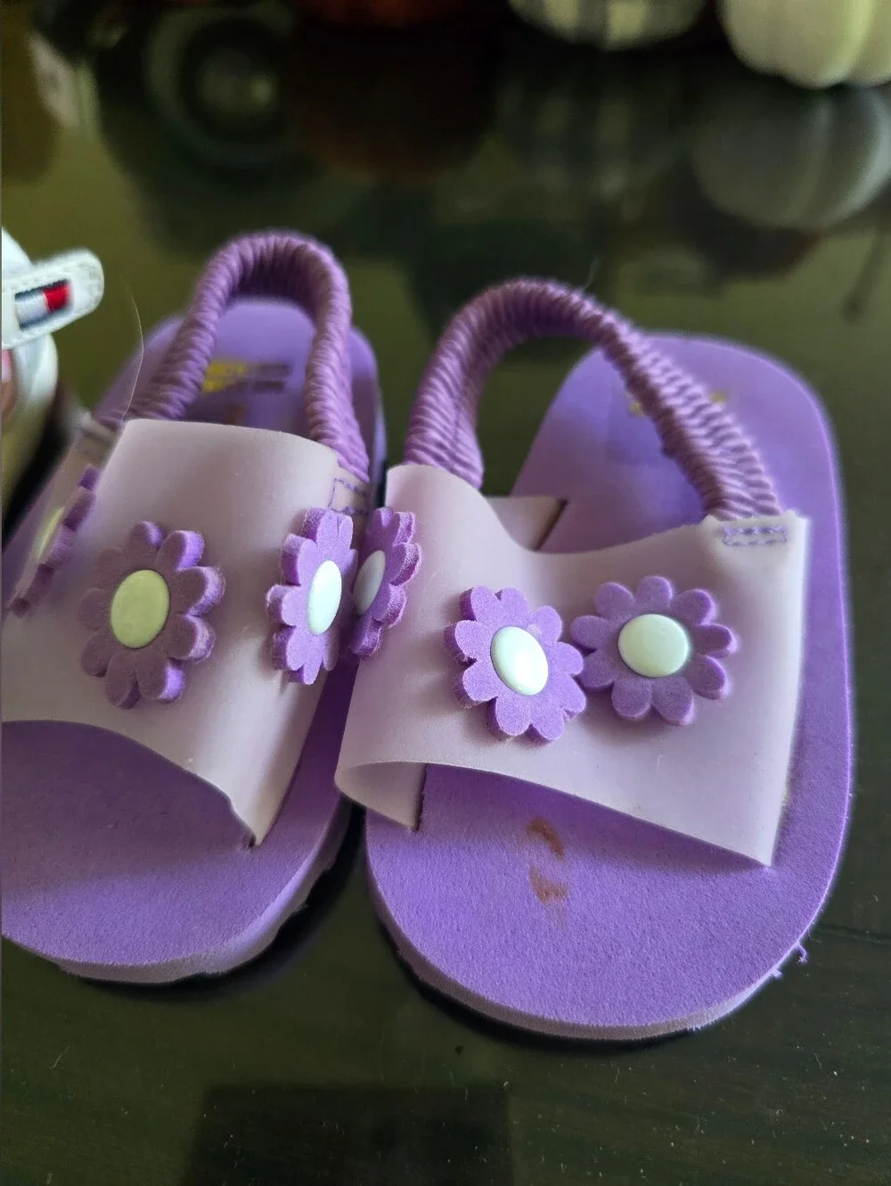 Children's Floral Sandals - White & Pink and Purple